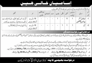 Commandant CMH Gujranwala Cant Jobs 2024 